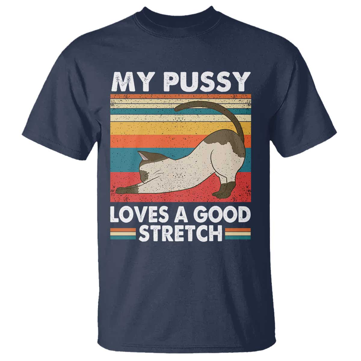 My Pussy Loves A Good Stretch T Shirt Funny Humor Saying Cat Vintage - Wonder Print Shop