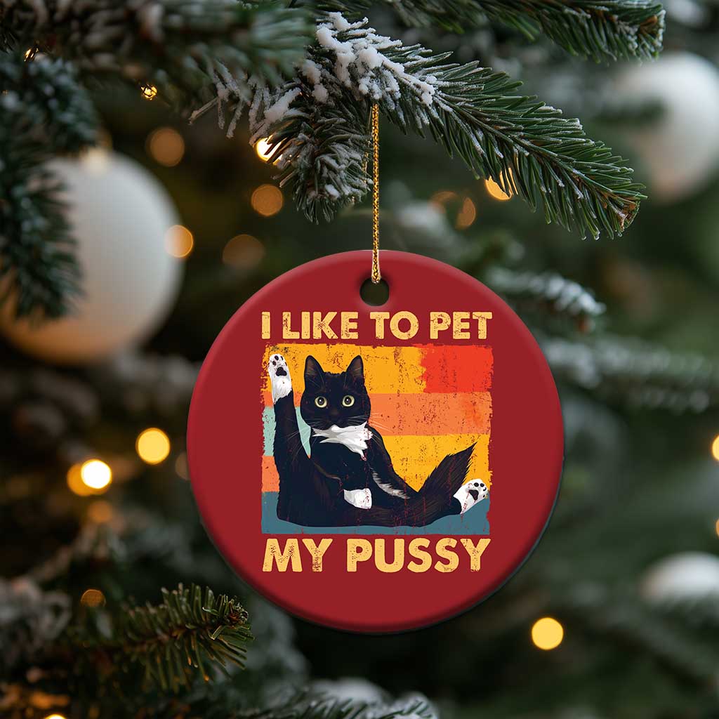 Funny Humor Saying Cat Christmas Ornament I Like To Pet My Pussy Naughty Vintage - Wonder Print Shop