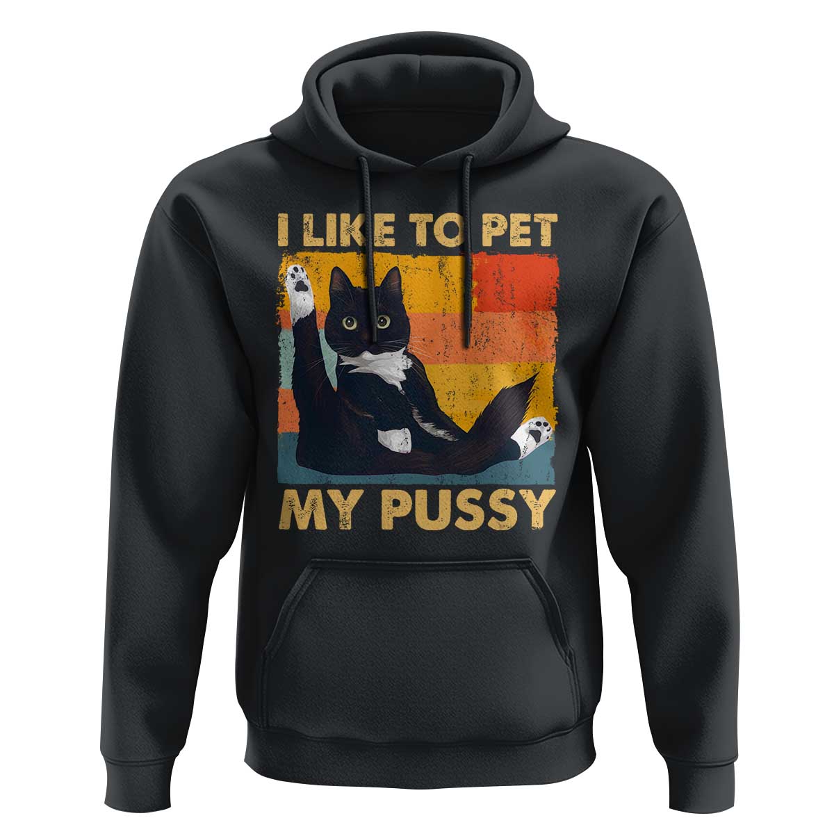 Funny Humor Saying Cat Hoodie I Like To Pet My Pussy Naughty Vintage - Wonder Print Shop
