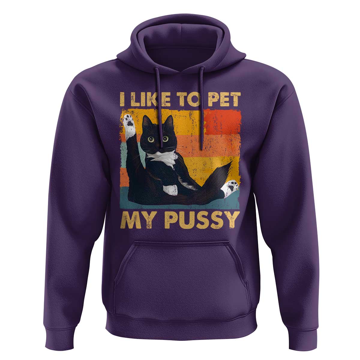 Funny Humor Saying Cat Hoodie I Like To Pet My Pussy Naughty Vintage - Wonder Print Shop