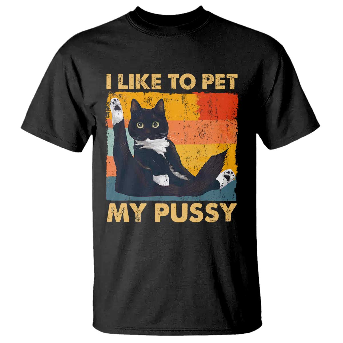 Funny Humor Saying Cat T Shirt I Like To Pet My Pussy Naughty Vintage - Wonder Print Shop