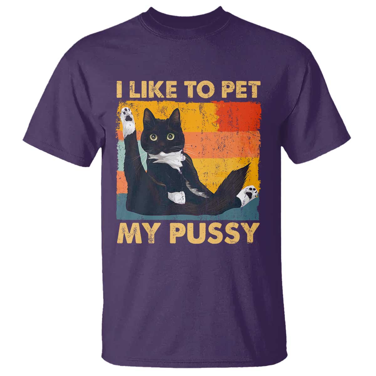 Funny Humor Saying Cat T Shirt I Like To Pet My Pussy Naughty Vintage - Wonder Print Shop