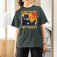 Funny Humor Saying Cat T Shirt For Women I Like To Pet My Pussy Naughty Vintage - Wonder Print Shop