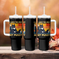 Funny Humor Saying Cat Tumbler With Handle I Like To Pet My Pussy Naughty Vintage - Wonder Print Shop