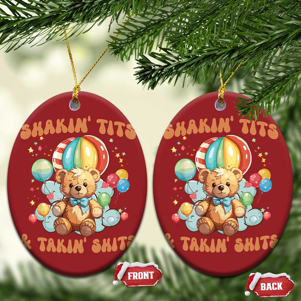 Shakin' Tits and Takin' Shits Christmas Ornament Naughty Funny Inappropriate - Wonder Print Shop
