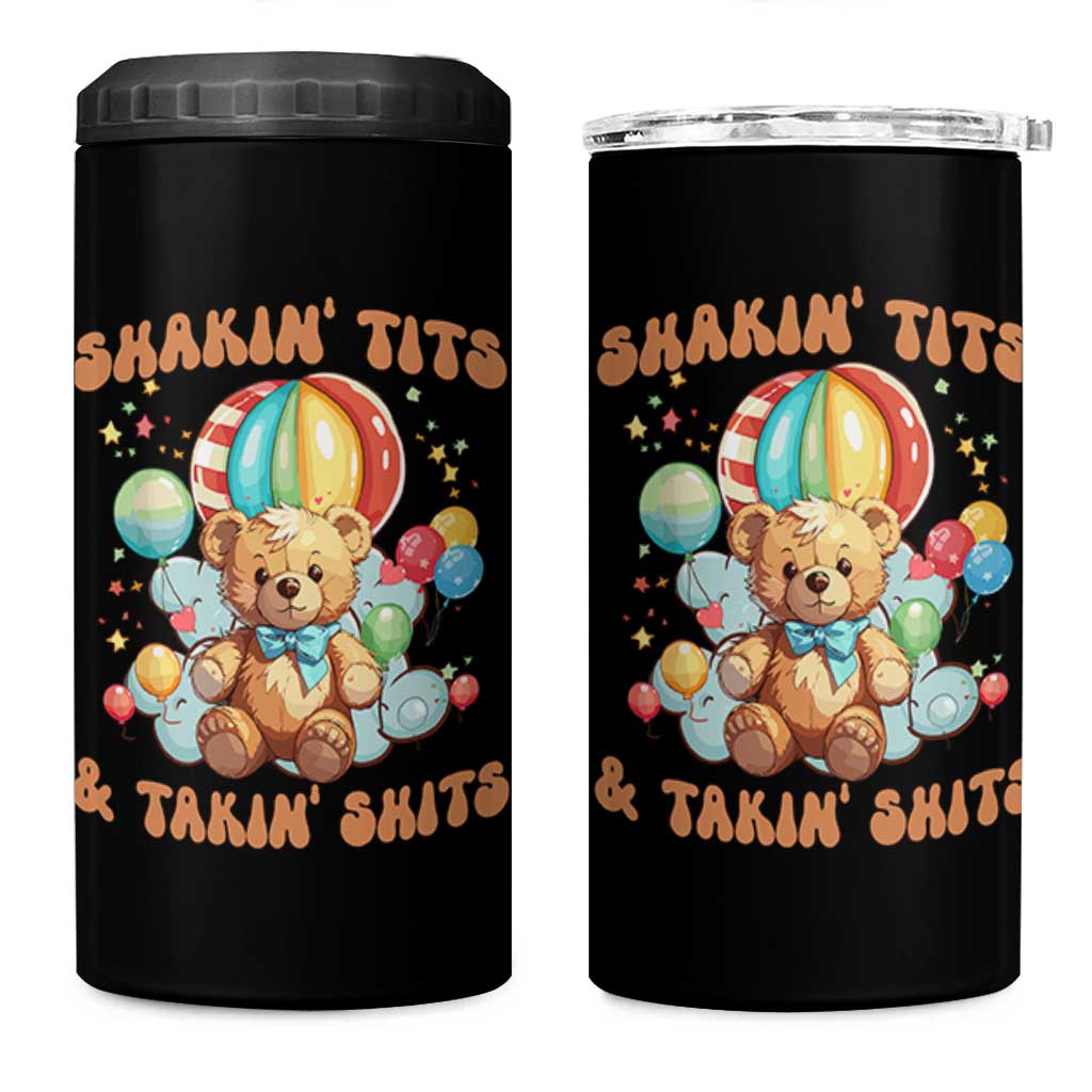 Shakin' Tits and Takin' Shits 4 in 1 Can Cooler Tumbler Naughty Funny Inappropriate - Wonder Print Shop