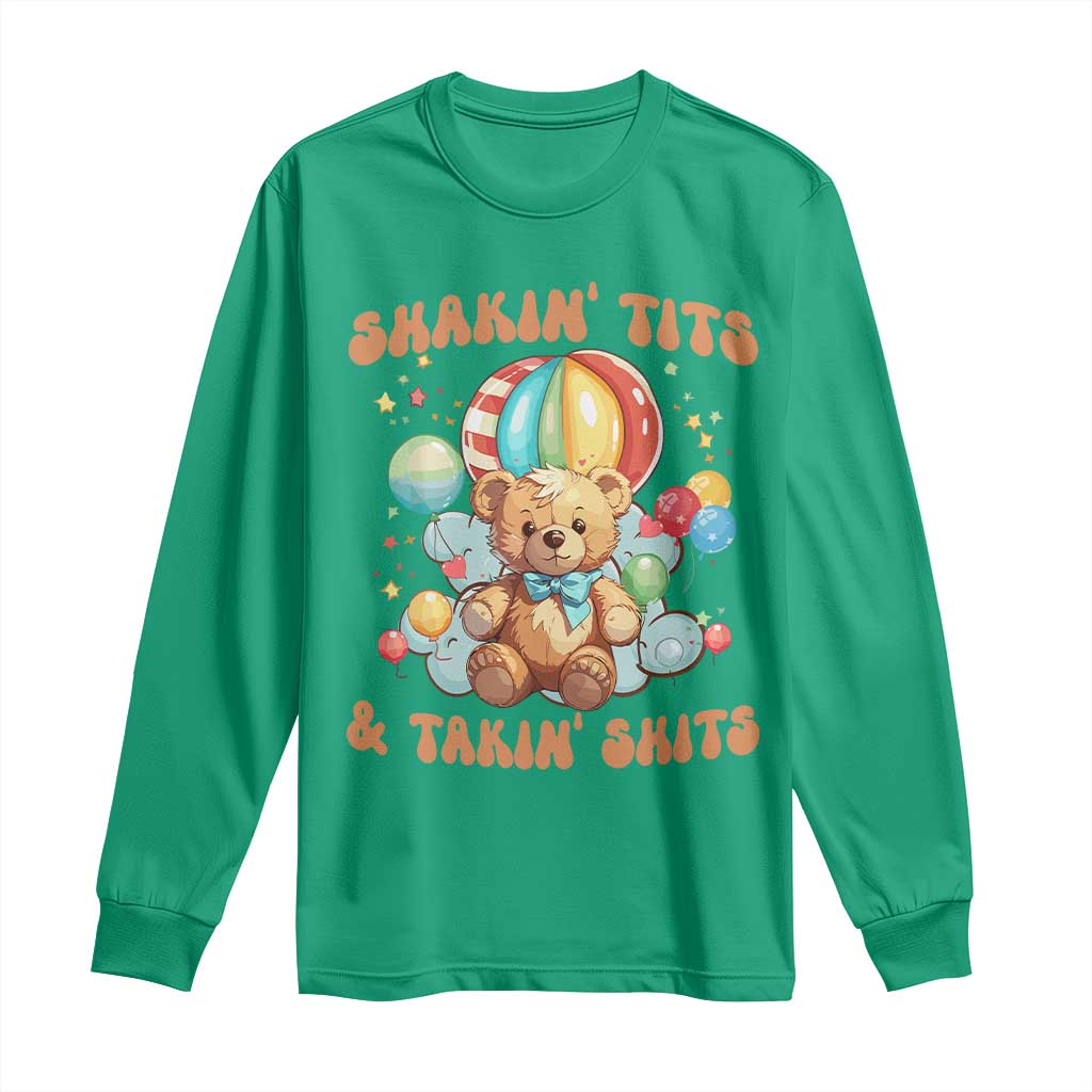 Shakin' Tits and Takin' Shits Long Sleeve Shirt Naughty Funny Inappropriate - Wonder Print Shop