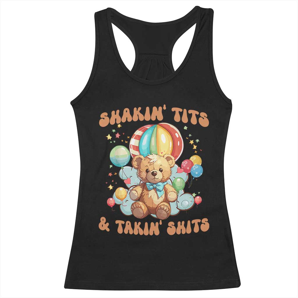 Shakin' Tits and Takin' Shits Racerback Tank Top Naughty Funny Inappropriate - Wonder Print Shop
