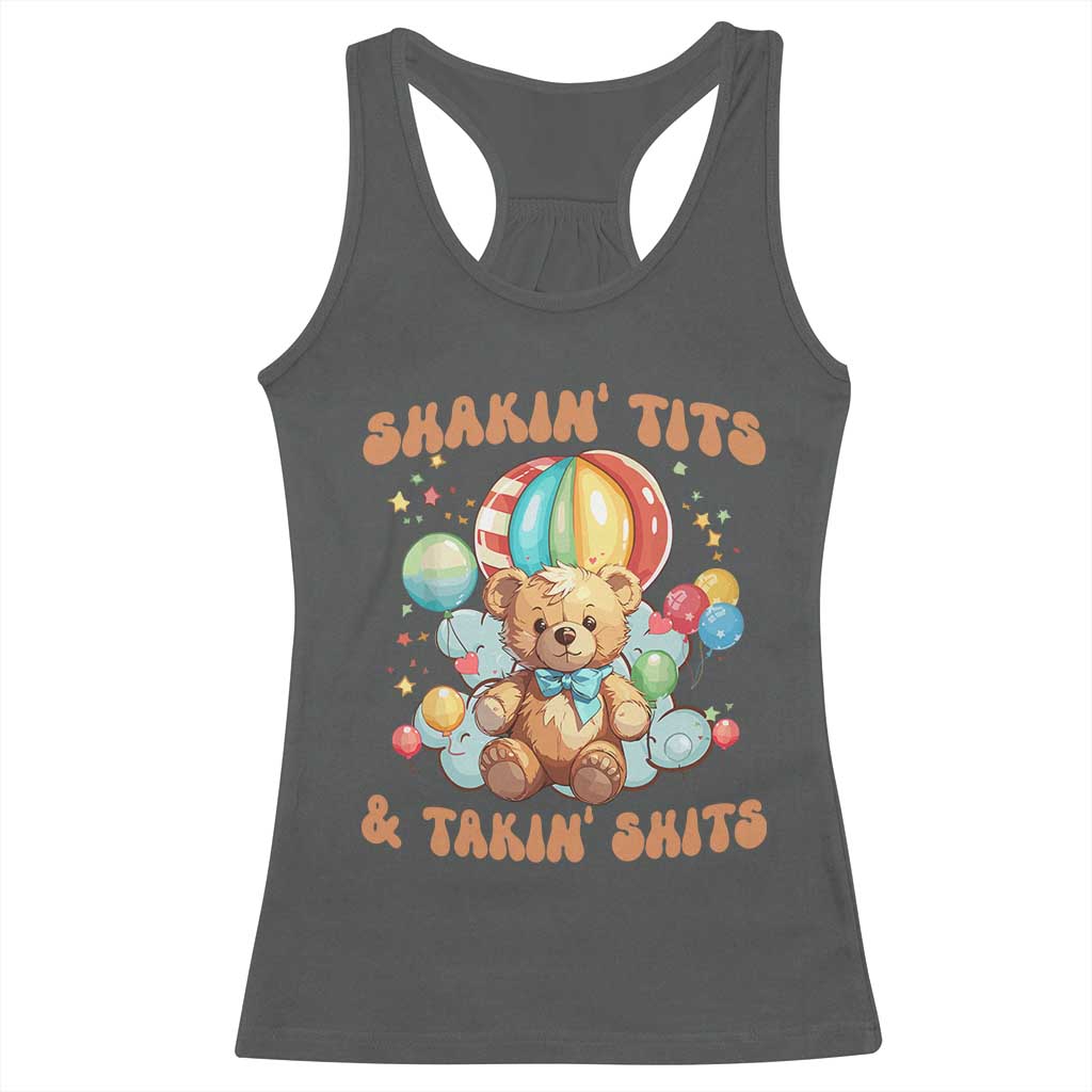 Shakin' Tits and Takin' Shits Racerback Tank Top Naughty Funny Inappropriate - Wonder Print Shop
