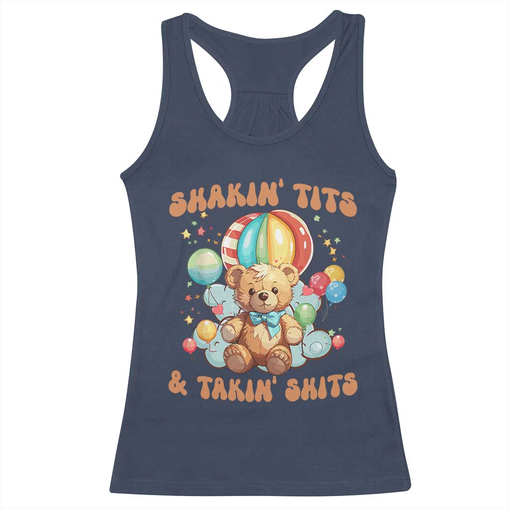Shakin' Tits and Takin' Shits Racerback Tank Top Naughty Funny Inappropriate - Wonder Print Shop