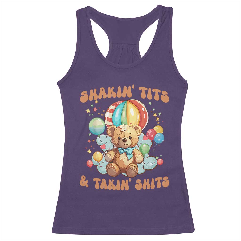 Shakin' Tits and Takin' Shits Racerback Tank Top Naughty Funny Inappropriate - Wonder Print Shop