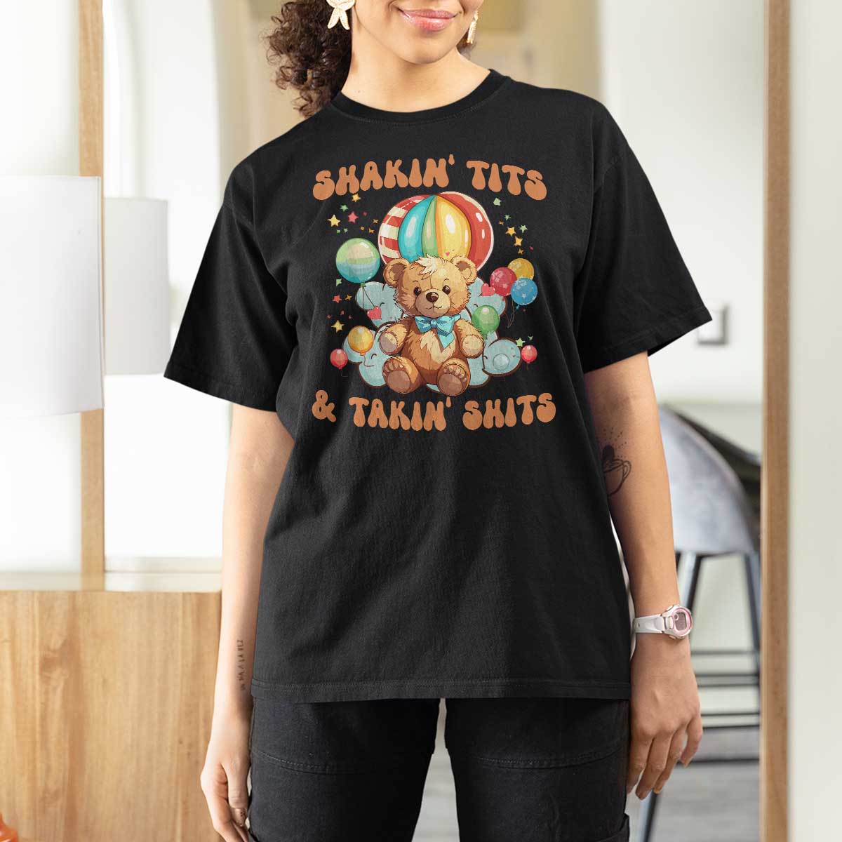 Shakin' Tits and Takin' Shits T Shirt For Women Naughty Funny Inappropriate - Wonder Print Shop