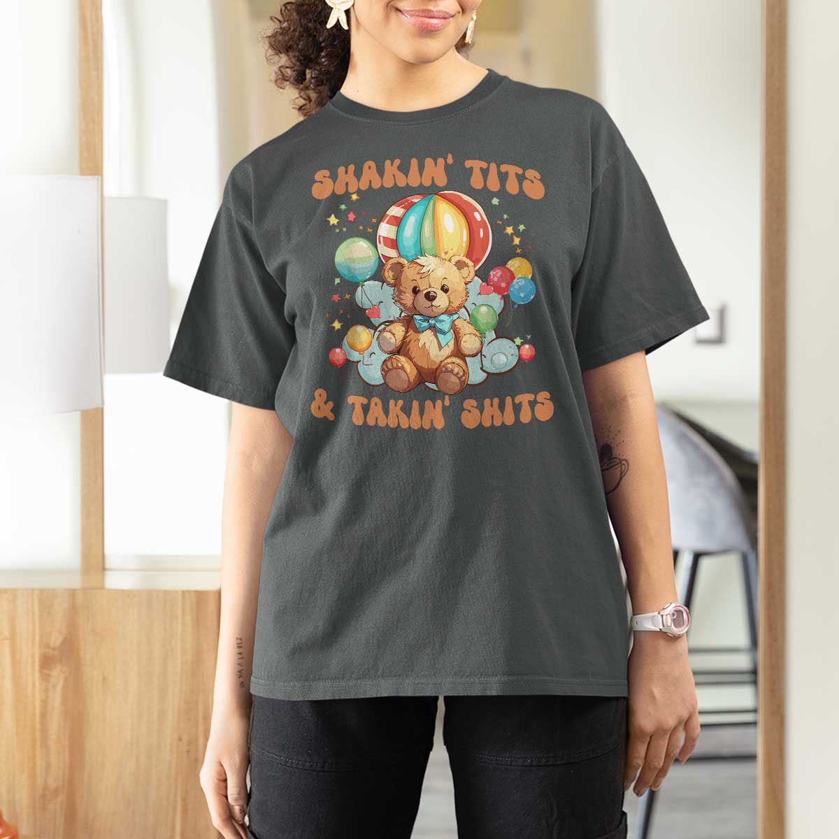Shakin' Tits and Takin' Shits T Shirt For Women Naughty Funny Inappropriate - Wonder Print Shop