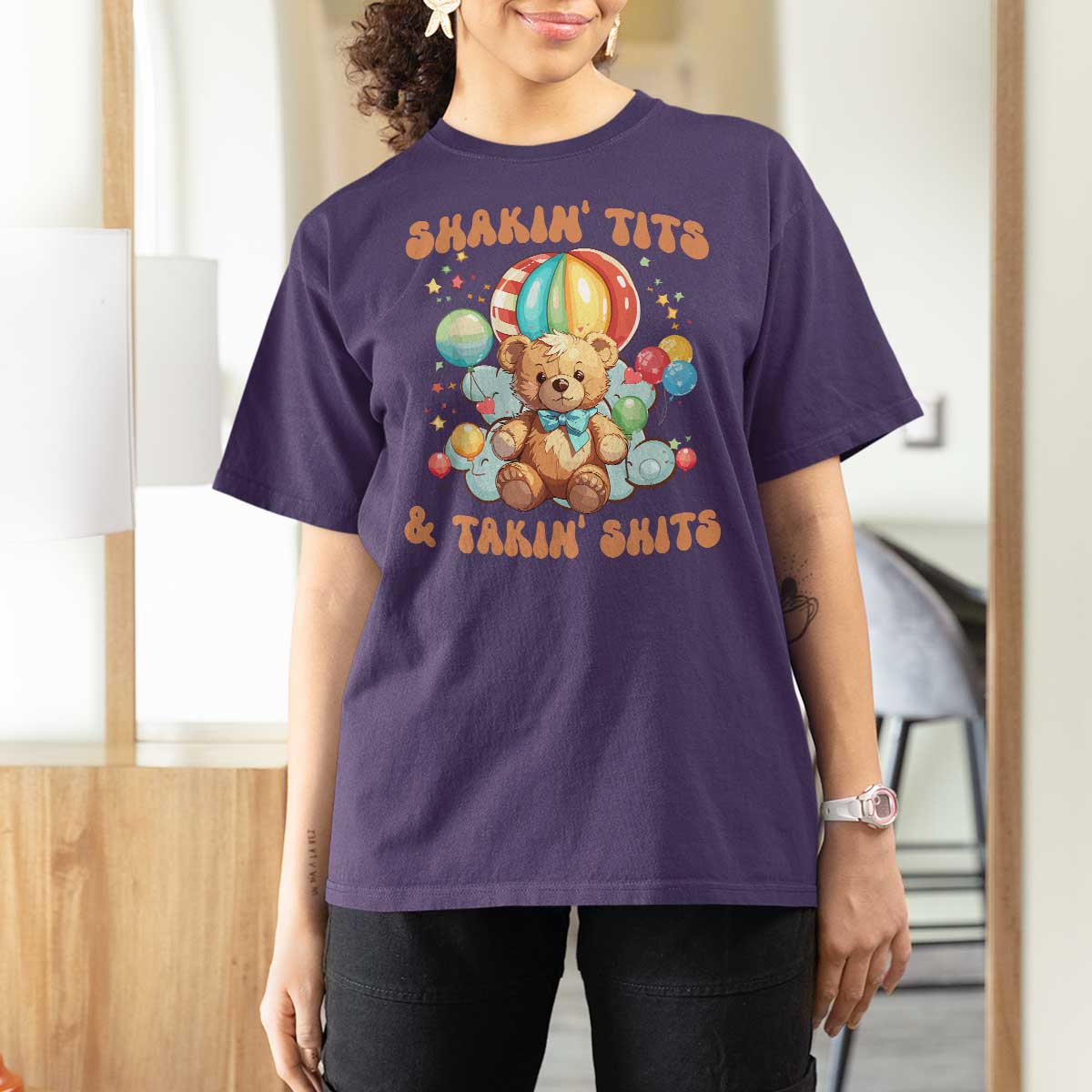 Shakin' Tits and Takin' Shits T Shirt For Women Naughty Funny Inappropriate - Wonder Print Shop