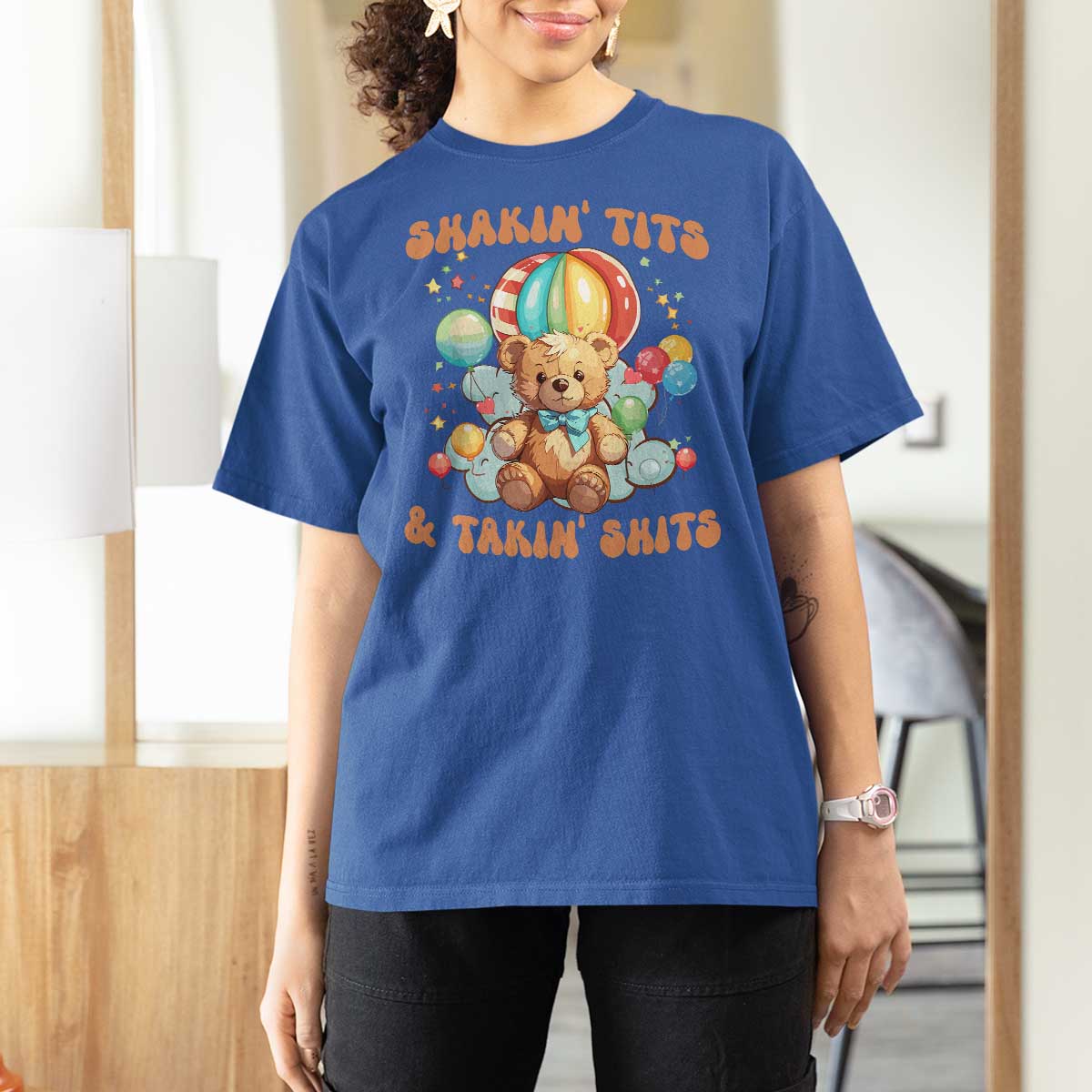 Shakin' Tits and Takin' Shits T Shirt For Women Naughty Funny Inappropriate - Wonder Print Shop