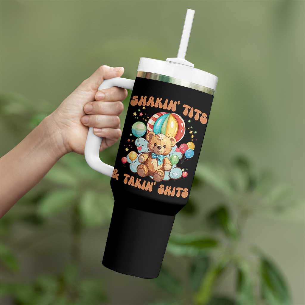 Shakin' Tits and Takin' Shits Tumbler With Handle Naughty Funny Inappropriate - Wonder Print Shop