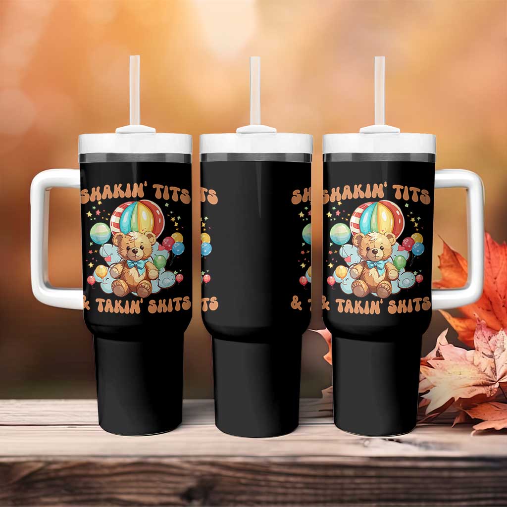 Shakin' Tits and Takin' Shits Tumbler With Handle Naughty Funny Inappropriate - Wonder Print Shop