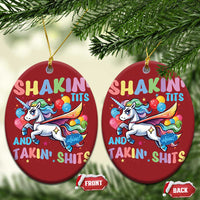 Shakin' Tits and Takin' Shits Christmas Ornament Naughty Funny Unhinged Unicorn - Wonder Print Shop