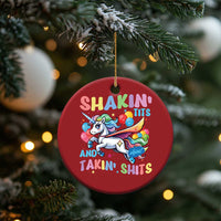 Shakin' Tits and Takin' Shits Christmas Ornament Naughty Funny Unhinged Unicorn - Wonder Print Shop