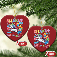 Shakin' Tits and Takin' Shits Christmas Ornament Naughty Funny Unhinged Unicorn - Wonder Print Shop