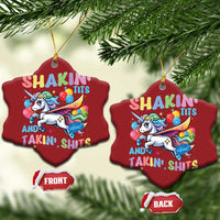 Shakin' Tits and Takin' Shits Christmas Ornament Naughty Funny Unhinged Unicorn - Wonder Print Shop