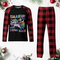 Shakin' Tits and Takin' Shits Plaid Pajama Set Naughty Funny Unhinged Unicorn - Wonder Print Shop