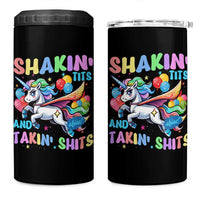 Shakin' Tits and Takin' Shits 4 in 1 Can Cooler Tumbler Naughty Funny Unhinged Unicorn - Wonder Print Shop