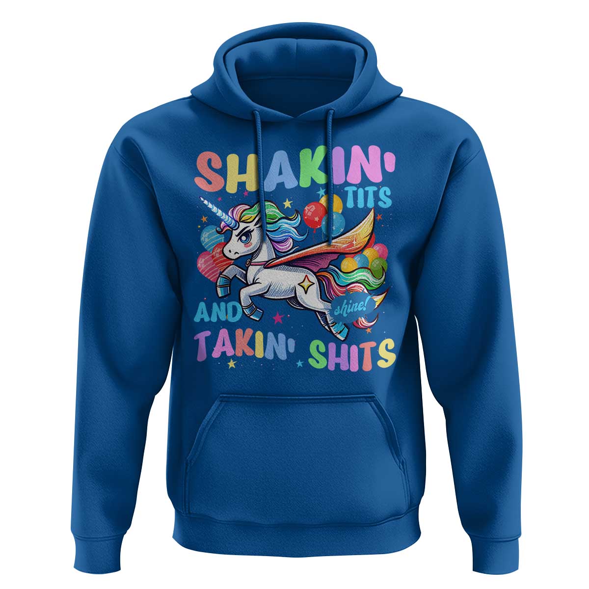 Shakin' Tits and Takin' Shits Hoodie Naughty Funny Unhinged Unicorn - Wonder Print Shop