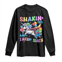 Shakin' Tits and Takin' Shits Long Sleeve Shirt Naughty Funny Unhinged Unicorn - Wonder Print Shop
