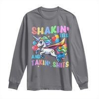 Shakin' Tits and Takin' Shits Long Sleeve Shirt Naughty Funny Unhinged Unicorn - Wonder Print Shop