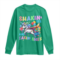 Shakin' Tits and Takin' Shits Long Sleeve Shirt Naughty Funny Unhinged Unicorn - Wonder Print Shop