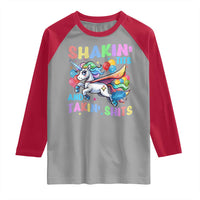 Shakin' Tits and Takin' Shits Raglan Shirt Naughty Funny Unhinged Unicorn - Wonder Print Shop