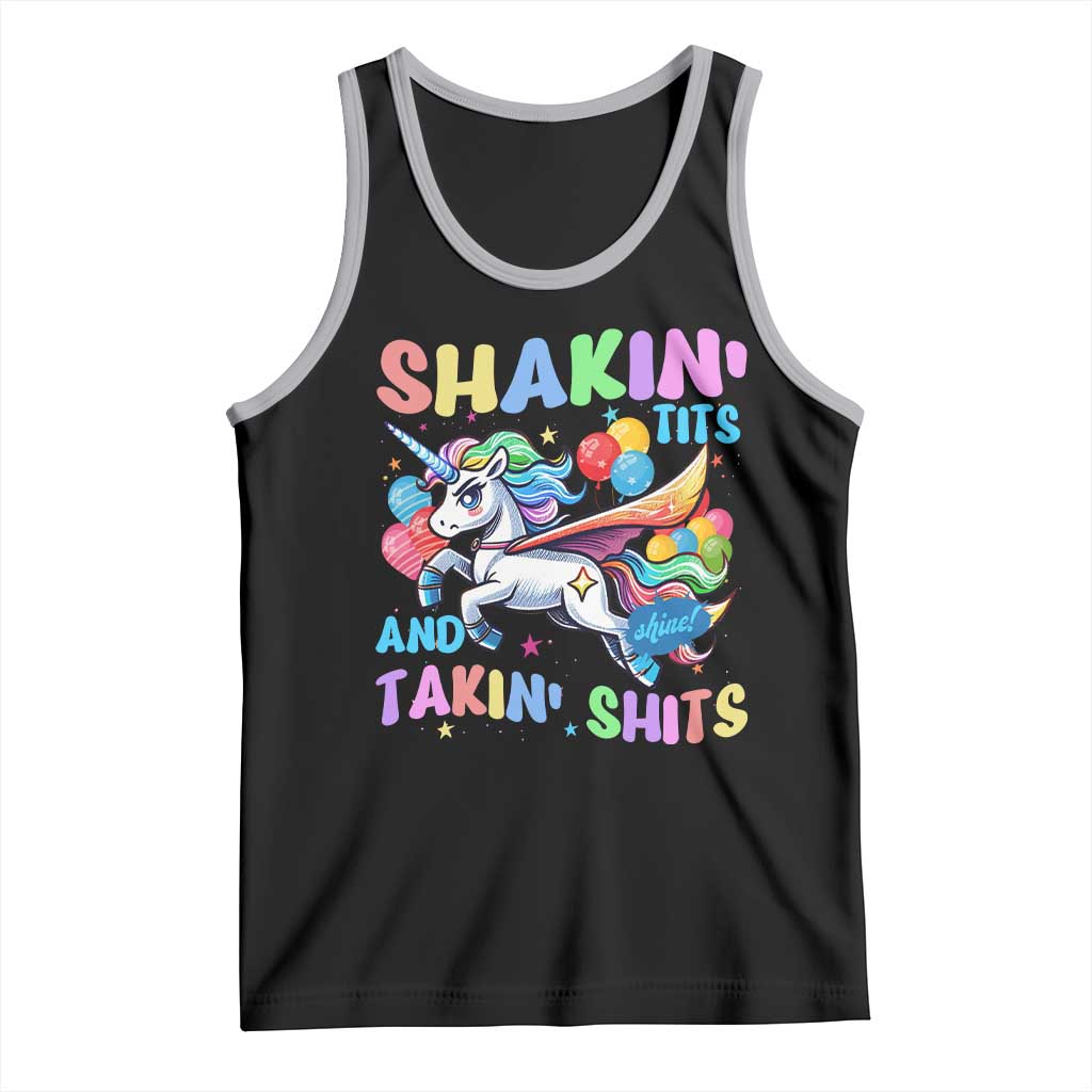 Shakin' Tits and Takin' Shits Tank Top Naughty Funny Unhinged Unicorn - Wonder Print Shop