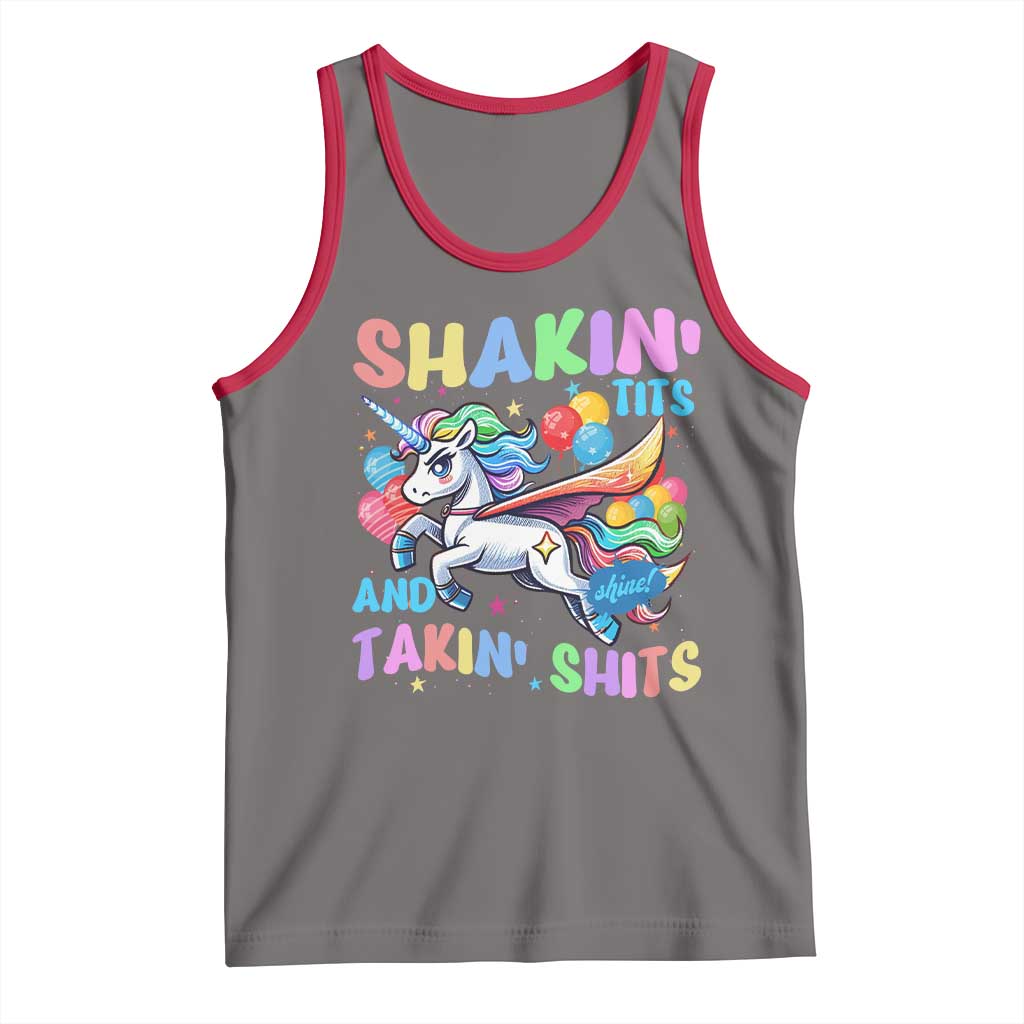 Shakin' Tits and Takin' Shits Tank Top Naughty Funny Unhinged Unicorn - Wonder Print Shop