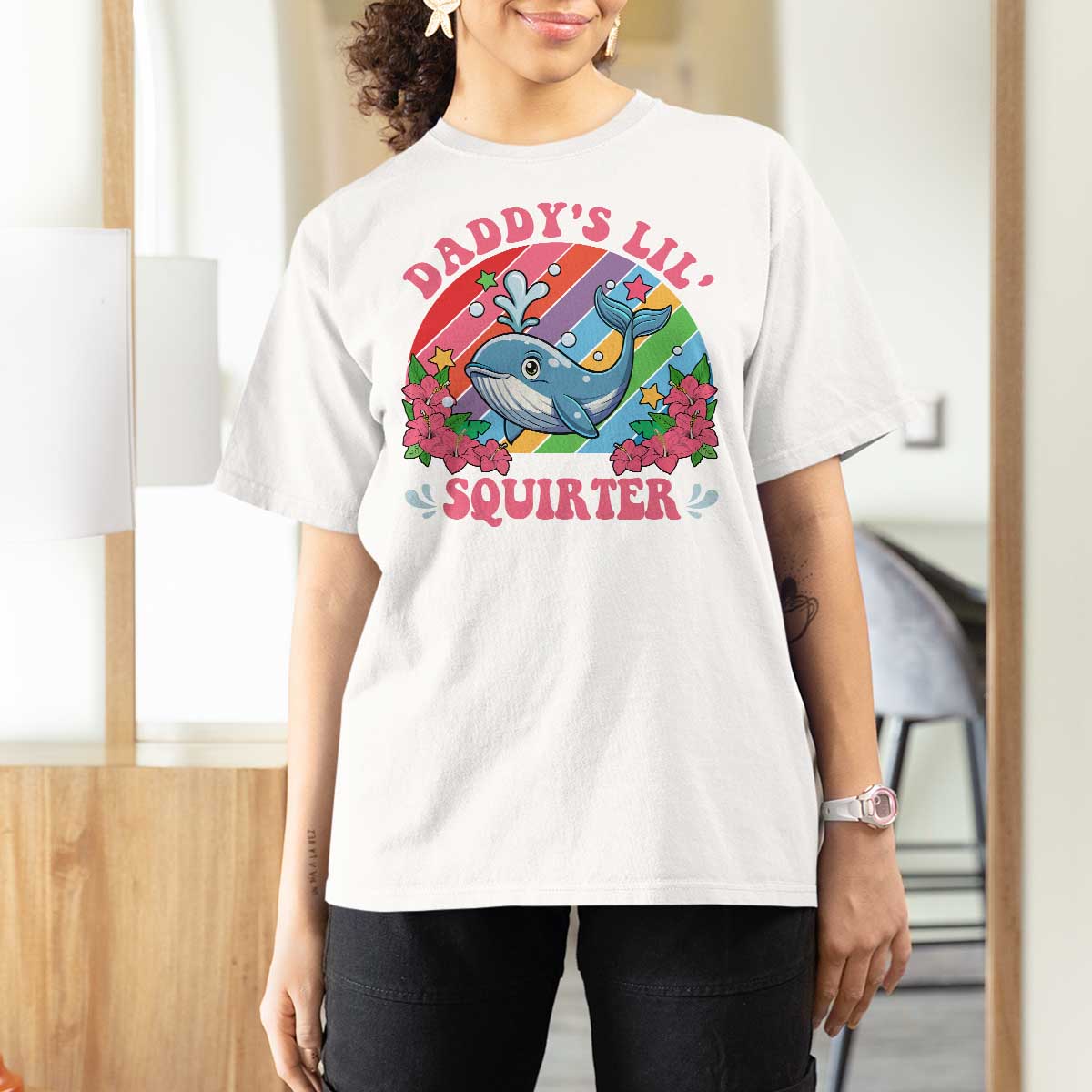 Funny Daddy's Lil Squirter Inappropriate Embarrassing T Shirt For Women - Wonder Print Shop