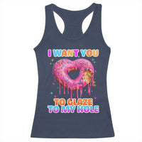 Funny Offensive Embarrassing Racerback Tank Top I Want You to Glaze My Hole Adult Humor Donut - Wonder Print Shop
