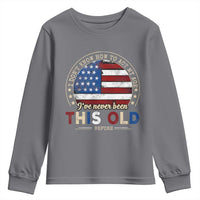 Dont Know How To Act My Age Youth Sweatshirt Vintage Funny Old Man Saying American Flag - Wonder Print Shop