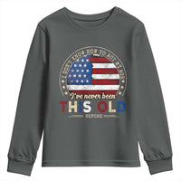 Dont Know How To Act My Age Youth Sweatshirt Vintage Funny Old Man Saying American Flag - Wonder Print Shop