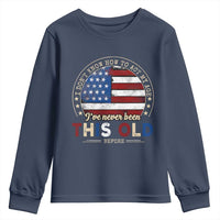 Dont Know How To Act My Age Youth Sweatshirt Vintage Funny Old Man Saying American Flag - Wonder Print Shop