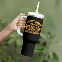 I Don't Know How To Act My Age Tumbler With Handle Sarcastic Funny Old Man Saying - Wonder Print Shop