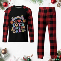 Funny Embarrassing Plaid Pajama Set I Love Toys That Go Brrr Adult Humor - Wonder Print Shop