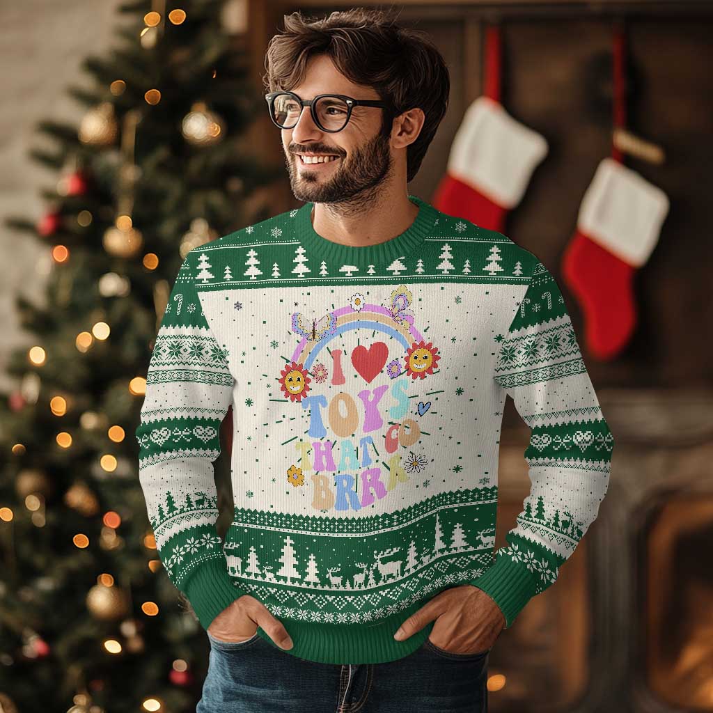 Funny Embarrassing Knitted Sweatshirt I Love Toys That Go Brrr Adult Humor - Wonder Print Shop