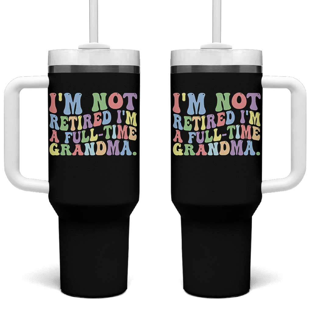 Retired Grandma Tumbler With Handle Funny Retirement Gifts For Grandma - Wonder Print Shop