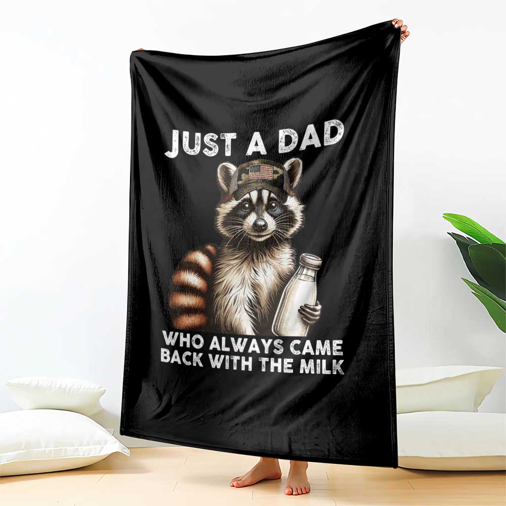 Just A Dad Who Always Came Back With The Milk Throw Blanket Retro Raccoon Camo Fathers Day - Wonder Print Shop