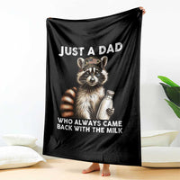 Just A Dad Who Always Came Back With The Milk Throw Blanket Retro Raccoon Camo Fathers Day - Wonder Print Shop