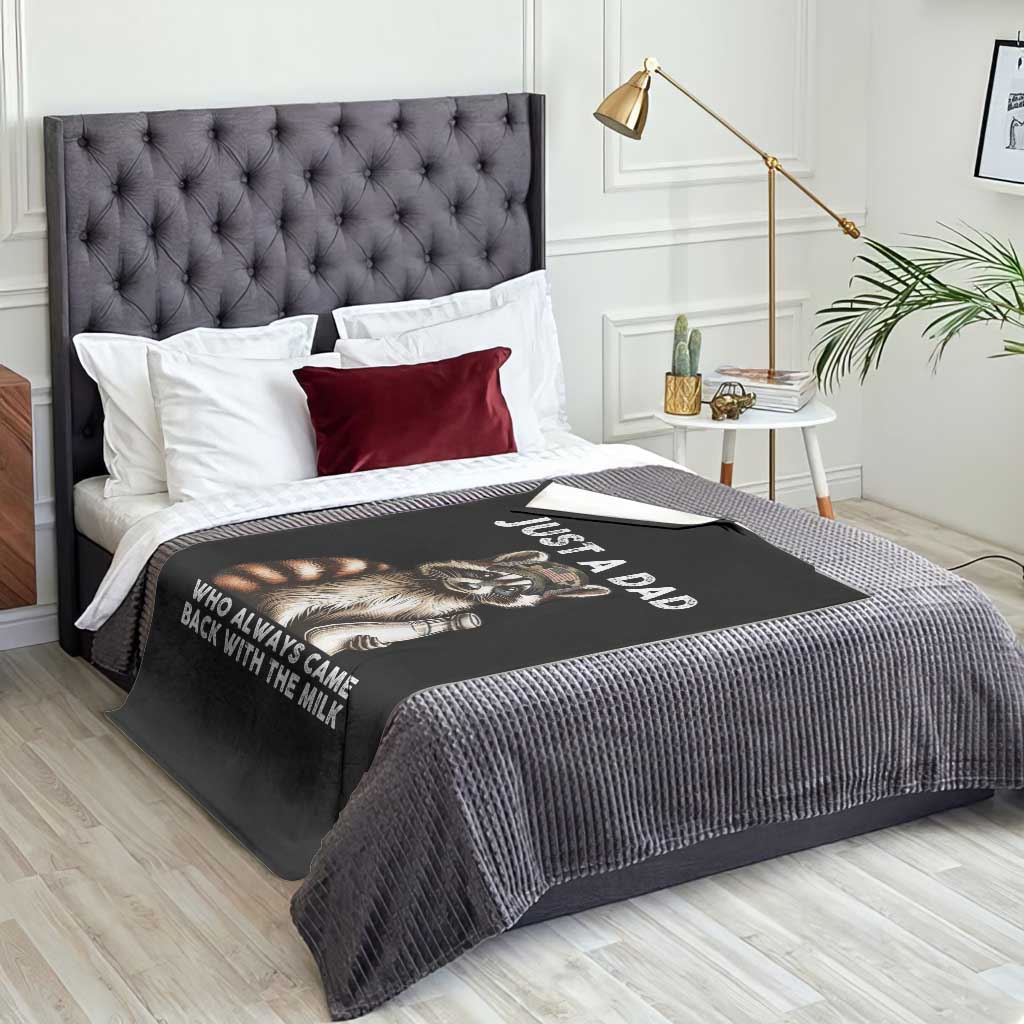 Just A Dad Who Always Came Back With The Milk Throw Blanket Retro Raccoon Camo Fathers Day - Wonder Print Shop