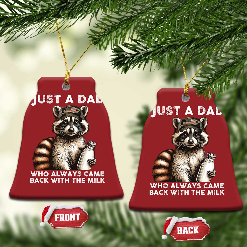 Just A Dad Who Always Came Back With The Milk Christmas Ornament Retro Raccoon Camo Fathers Day - Wonder Print Shop