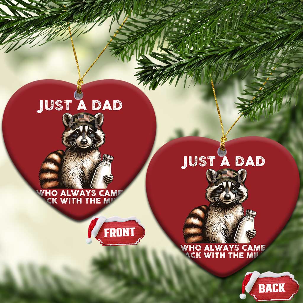 Just A Dad Who Always Came Back With The Milk Christmas Ornament Retro Raccoon Camo Fathers Day - Wonder Print Shop