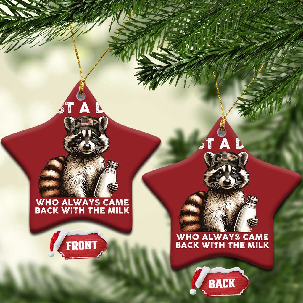 Just A Dad Who Always Came Back With The Milk Christmas Ornament Retro Raccoon Camo Fathers Day - Wonder Print Shop