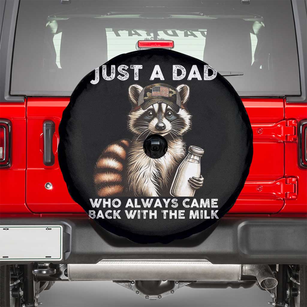 Just A Dad Who Always Came Back With The Milk Spare Tire Cover Retro Raccoon Camo Fathers Day - Wonder Print Shop